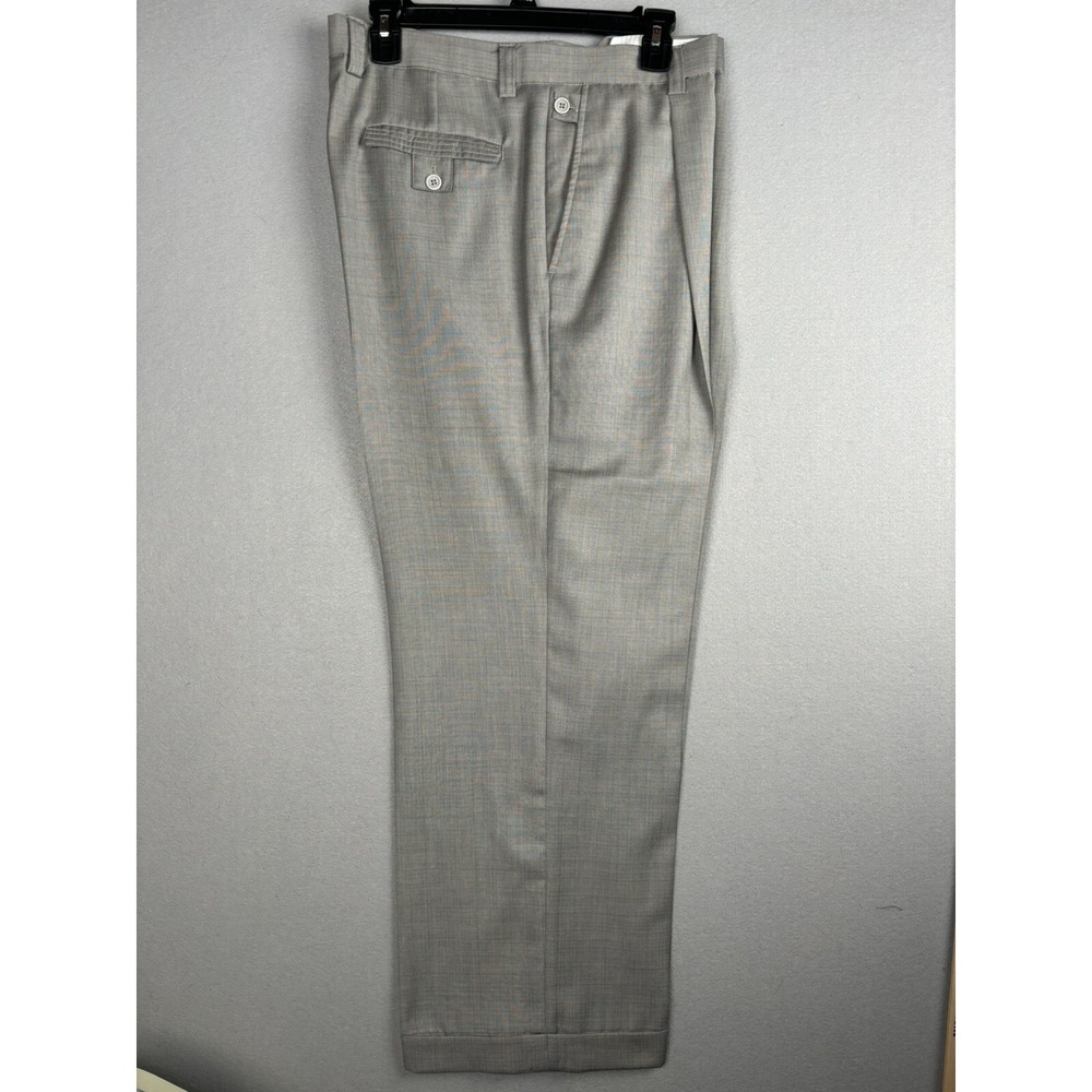 Zacchi Men's Pants 36 Gray Plaid Pleated Front Dress Career Worship Pockets 2890